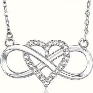 Silver Heart Infinity Necklace
